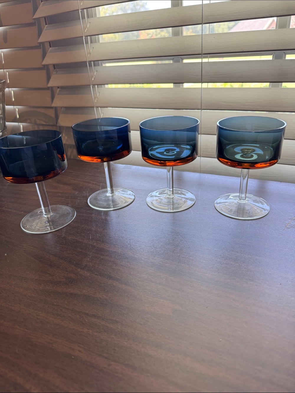 4 Mid Century Modern Bluerina Champagne Glasses